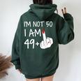 Im Not 50 I Am 49 Plus 1 Middle Finger Women Oversized Hoodie Back Print Navy Blue