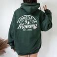 Promoted To Mommy Est 2024 New Mom First Mommy Women Oversized Hoodie Back Print Navy Blue