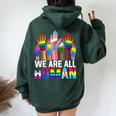 Rainbow Lgbt Lgbtq Transgender Gay Pride We Are All Human Women Oversized Hoodie Back Print Navy Blue
