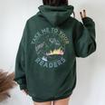 Take Reading English Teacher Library Alien Space T-S Tie Dye Women Oversized Hoodie Back Print Navy Blue