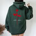 Sweetest Perfection Red And White Women Oversized Hoodie Back Print Navy Blue