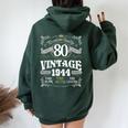 Vintage 1944 80Th Birthday 80 Year Old For Women Women Oversized Hoodie Back Print Navy Blue