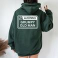 Warning Grumpy Old Man Sarcastic Women Oversized Hoodie Back Print Navy Blue