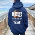 Black Teacher Melanin Crayons Black History Month Teacher Women Oversized Hoodie Back Print Forest