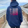 Girl Retro Taylor First Name Personalized Groovy 80S Women Oversized Hoodie Back Print Forest