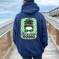 Shenanigans Squad St Patrick's Day Girls Messy Bun Women Oversized Hoodie Back Print Forest