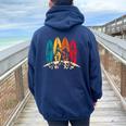 Vintage Classic Surfboard Beach Surfer Boy Girl Surfing Women Oversized Hoodie Back Print Forest