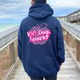 100 Days Smarter Pink Teacher Girls 100 Days Of School Women Oversized Hoodie Back Print Navy Blue
