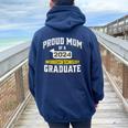 2024 Matching Proud Mom 2024 Information Technology Graduate Women Oversized Hoodie Back Print Navy Blue