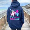 4 Years Old Flossing Unicorn 4Th Birthday Girl Party Women Oversized Hoodie Back Print Navy Blue