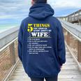 5 Things About My Wife Husband Women Oversized Hoodie Back Print Navy Blue