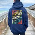 50Th Birthday 50 Years Old For Vintage 1974 Women Oversized Hoodie Back Print Navy Blue