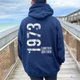 51St Birthday 51 Years Old Man Woman Vintage 1973 Women Oversized Hoodie Back Print Navy Blue