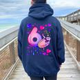 6Th Birthday Girl 6 Years Painting Art Number 6 Women Oversized Hoodie Back Print Navy Blue