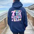 In My 7Th Birthday Era Seven Bday 7 Year Old Birthday Girl Women Oversized Hoodie Back Print Navy Blue