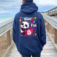 8 Years Old 8Th Birthday Panda Hearts Cute Girl Party Women Oversized Hoodie Back Print Navy Blue