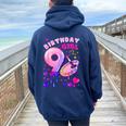 9Th Birthday Girl 9 Years Painting Art Number 9 Women Oversized Hoodie Back Print Navy Blue