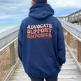 Advocate Support Empower Groovy Social Worker Graduation Women Oversized Hoodie Back Print Navy Blue