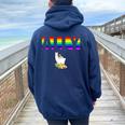 Ally Pride Lgbtq Equality Rainbow Lesbian Gay Transgender Women Oversized Hoodie Back Print Navy Blue