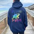 Animal Lover Girls Just A Girl Who Loves Turtles Women Oversized Hoodie Back Print Navy Blue