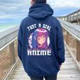 Anime For N Girls Just A Girl Who Loves Anime Women Oversized Hoodie Back Print Navy Blue