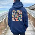 In My Assistant Principal Ap Era Groovy Ap Saying Women Oversized Hoodie Back Print Navy Blue