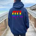 Atl Atlanta Gay Pride Rainbow Flag Women Oversized Hoodie Back Print Navy Blue