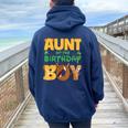 Aunt Of The Birthday Boy Lion Family Matching Women Oversized Hoodie Back Print Navy Blue