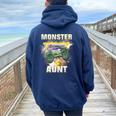 Aunt Monster Truck Are My Jam Truck Lovers Women Oversized Hoodie Back Print Navy Blue