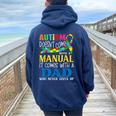 Autism Dad Doesn't Come With A Manual Autism Awareness Women Oversized Hoodie Back Print Navy Blue