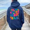 Autism Mom Autism Awareness In My Autism Mom Era Women Oversized Hoodie Back Print Navy Blue