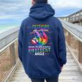 Autism Rainbow Sloth Seeing The World From Different Angle Women Oversized Hoodie Back Print Navy Blue