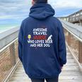 Awesome Travel Nurse Who Loves Beer And Her Dog Women Oversized Hoodie Back Print Navy Blue