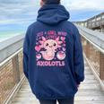 Axolotl Just A Girl Who Loves Axolotls Women Oversized Hoodie Back Print Navy Blue