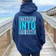 Back To School Straight Into 9Th Grade Women Oversized Hoodie Back Print Navy Blue