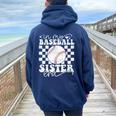 In My Baseball Sister Era Baseball Sister Women Oversized Hoodie Back Print Navy Blue