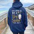 Become Big Sister 2022 Rabbit Women Oversized Hoodie Back Print Navy Blue