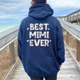 Best Mimi Ever Floral Family Love Hearts Women Oversized Hoodie Back Print Navy Blue