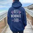 Best Wombmate Ever For Twins And Siblings Women Oversized Hoodie Back Print Navy Blue