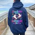 Big Sister Of The Birthday Girl Rolling Skate Family Party Women Oversized Hoodie Back Print Navy Blue