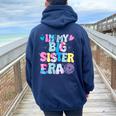 In My Big Sister Era Cute To Be A Big Sister Toddler Girls Women Oversized Hoodie Back Print Navy Blue