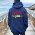 Birthday Squad Gold Pink Party Girl Women Oversized Hoodie Back Print Navy Blue