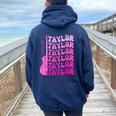 Birthday Taylor First Name Personalized Birthday Party Women Oversized Hoodie Back Print Navy Blue