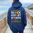 Black History Month African American Proud Men Women Oversized Hoodie Back Print Navy Blue