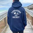 Black Yellow Chocolate Labs And Hockey Labrador Lab Mom Dad Women Oversized Hoodie Back Print Navy Blue