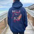 Blessed To Be Called Aunt Cute Flower Happy Women Oversized Hoodie Back Print Navy Blue