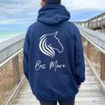 Boss Mare Equestrian Horse Lover Women Oversized Hoodie Back Print Navy Blue