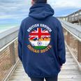 British Grown Indian Roots Vintage Flags For Women Women Oversized Hoodie Back Print Navy Blue