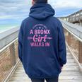 Bronx Girl New York City Nyc Pride Pink Women Oversized Hoodie Back Print Navy Blue