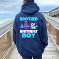 Brother Of The Birthday Boy Llama Family Party Decorations Women Oversized Hoodie Back Print Navy Blue